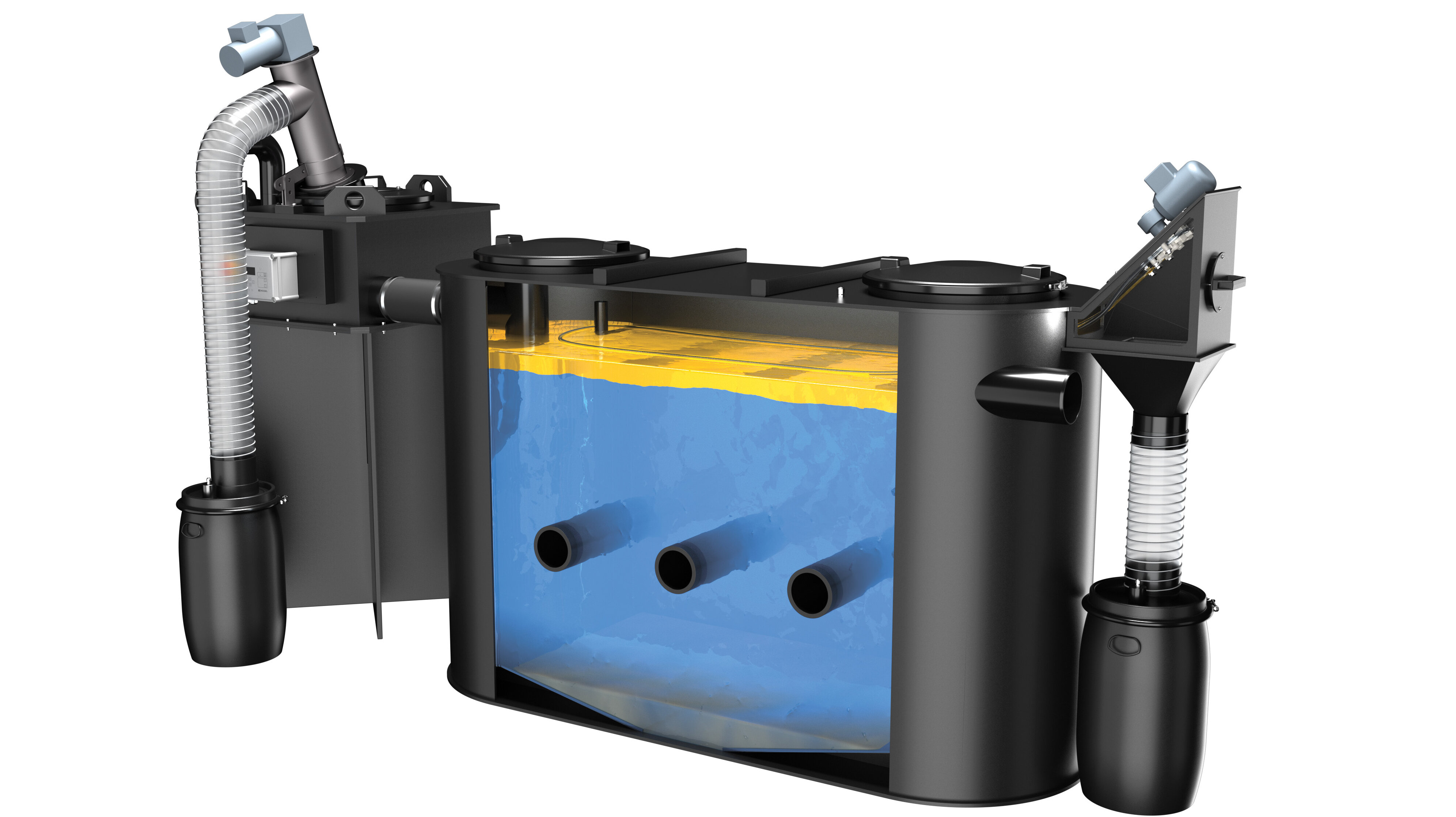 Cutaway drawing of EasyClean SkimTech grease separator system