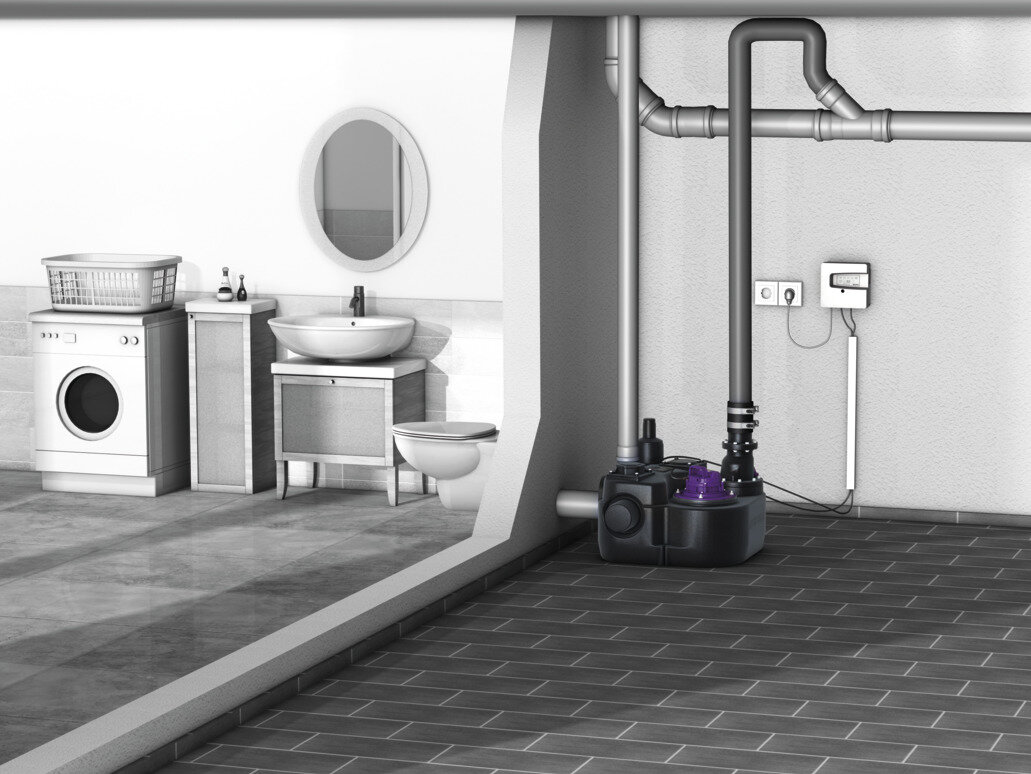 Installation diagram for lifting station Aqualift F Basic